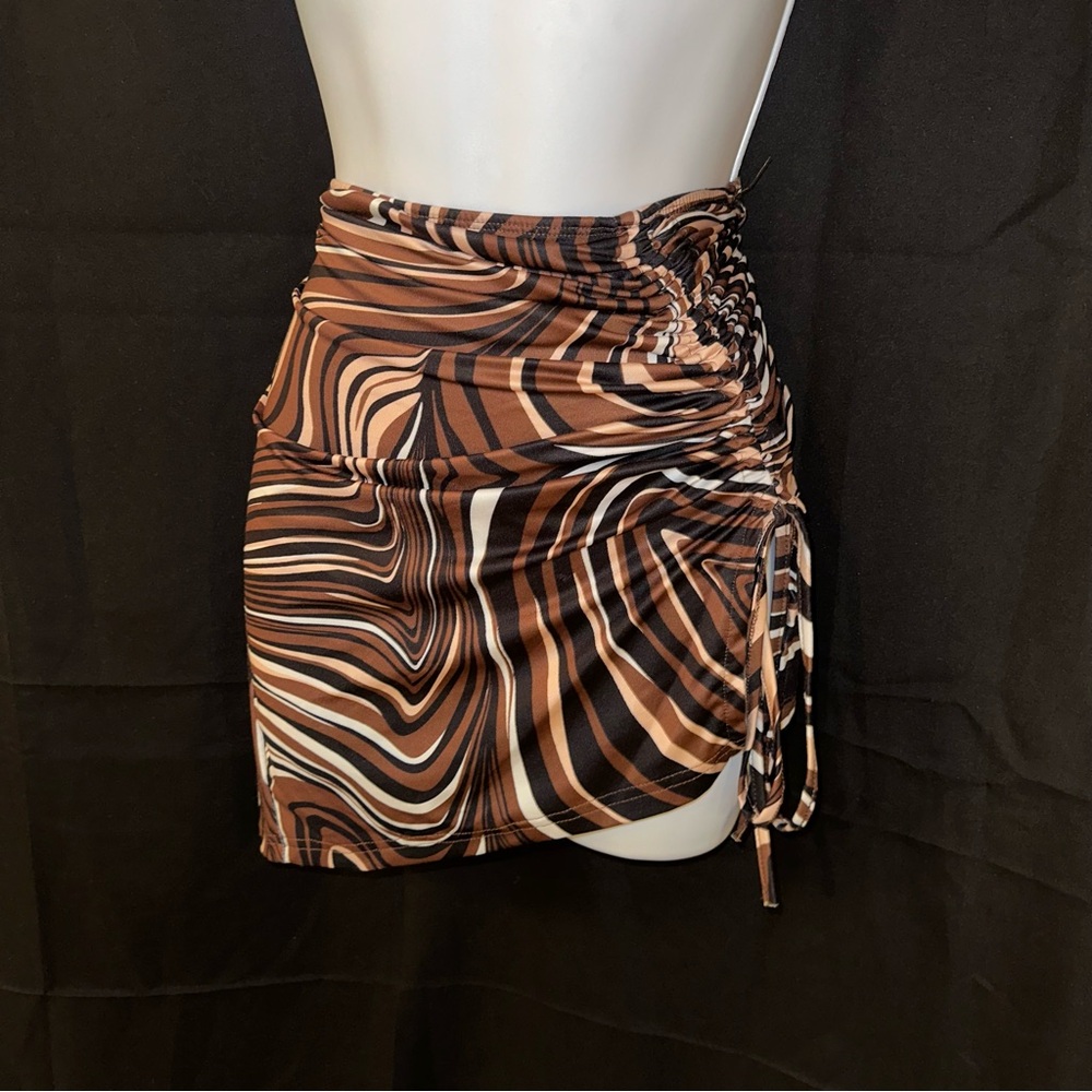 Brown Swirl Mini Skirt